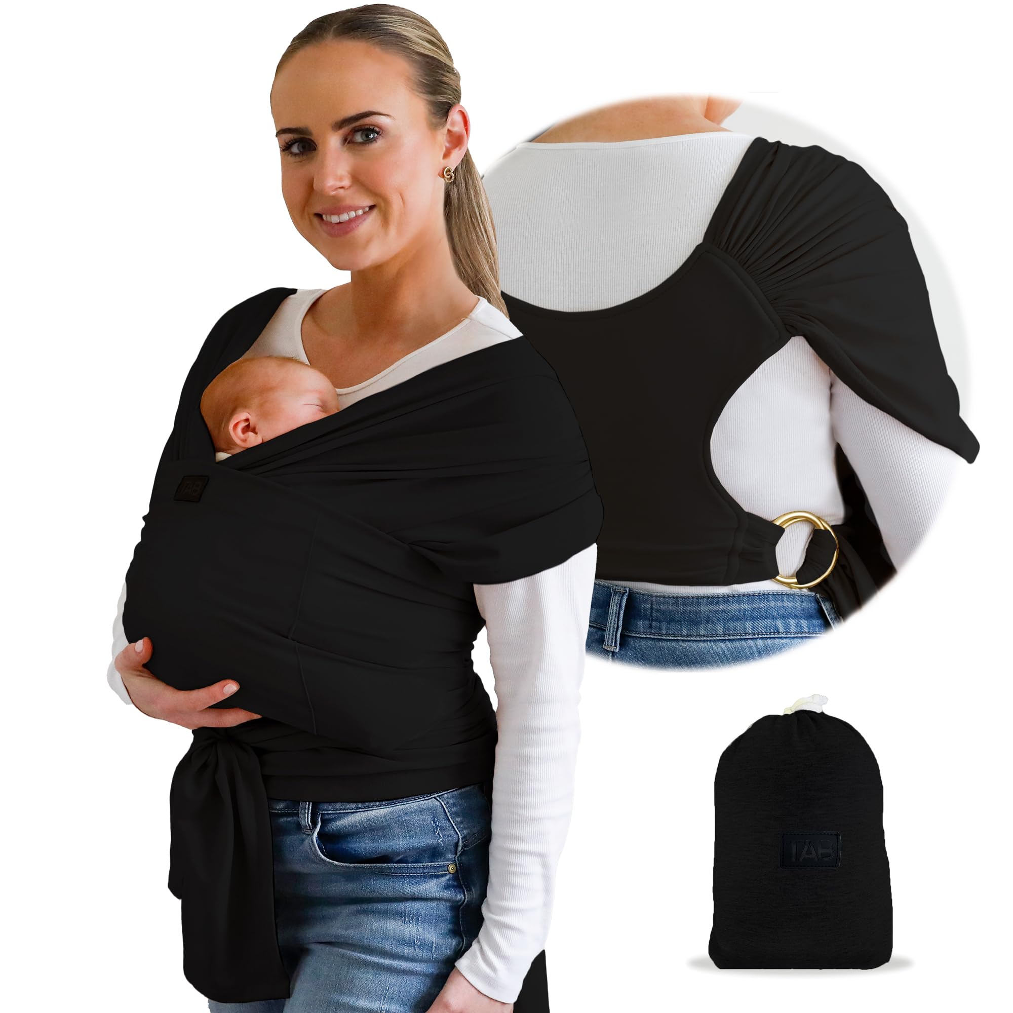 TAB Stylish Black & Gold Baby Carrier Wrap
