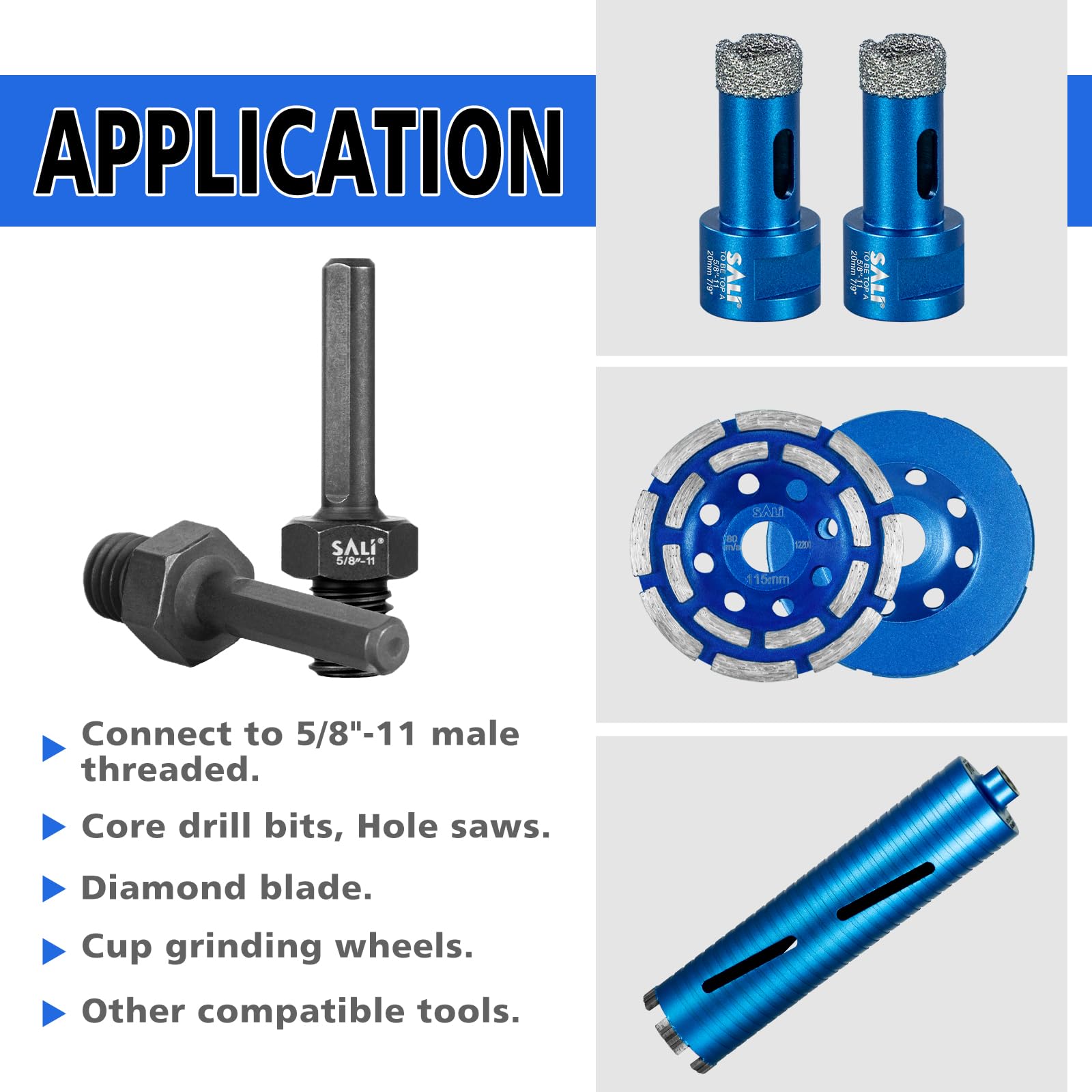 SALI 2PCS Core Drill Bit Adapter 5/8"-11 Thread Male to 3/8" Triangle Shank 5/8" -11 Male Drill Bit Adapter for Threaded Diamond Hole Saw Diamond Core Drill — Amazon image 5