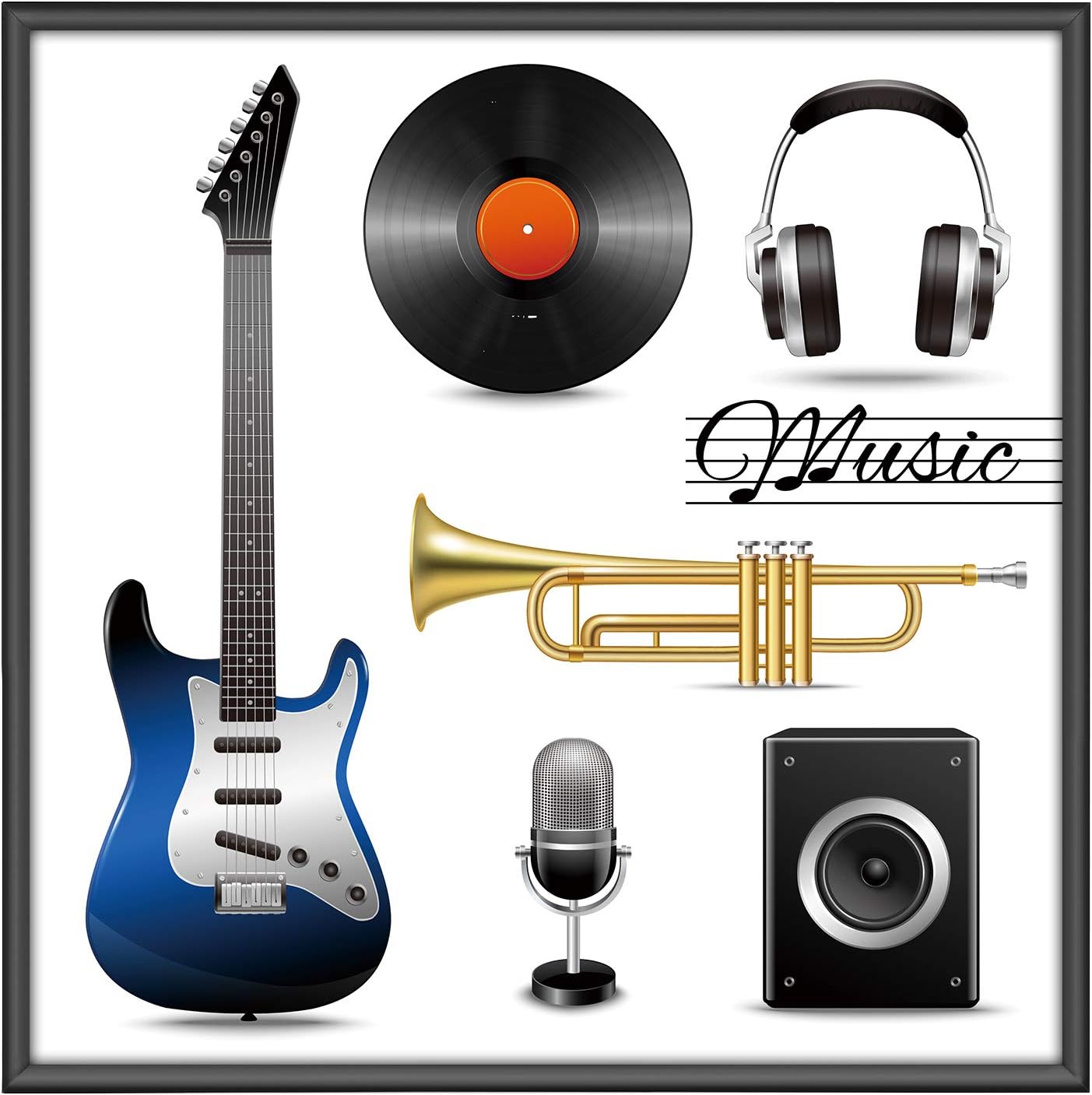 ONE WALL Album Frame for Vinyl Record, Displays 12.5x12.5 Album Covers, Aluminum Frame - Wall Mounting Hardware Included