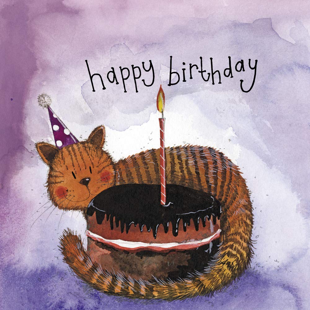 Alex Clark ArtHappy Birthday Cat and Cake Card
