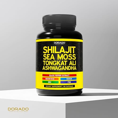 Miniatura 5 de Suplemento Shilajit para hombres y mujeres con musgo marino, Ashwagandha, Tongkat Ali, boro, zinc, PQQ, pimienta negra, magnesio, ácido fúlvico,