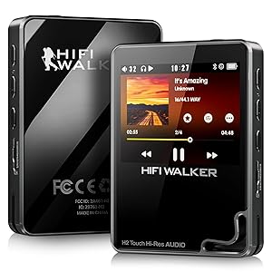 HIFI WALKER H2 Touch, Reproductor MP3 Hi Res con Bluetooth, 2,4” Pantalla Táctil Reproductor de Audio Digital, DSD Lossless FLAC, Reproductor con Tarjeta de Memoria de 64GB, Soporte de hasta 512GB