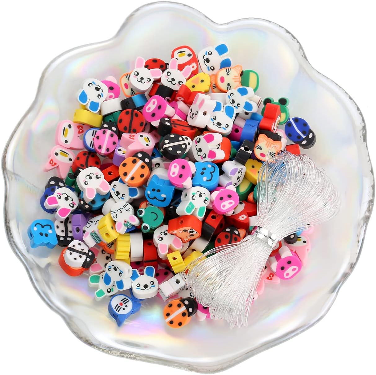 100pcs Animal Polymer Clay Spacer Beads for Women Jewelry Making DIY Bracelet Necklace Earrings Accessories (Animal)
