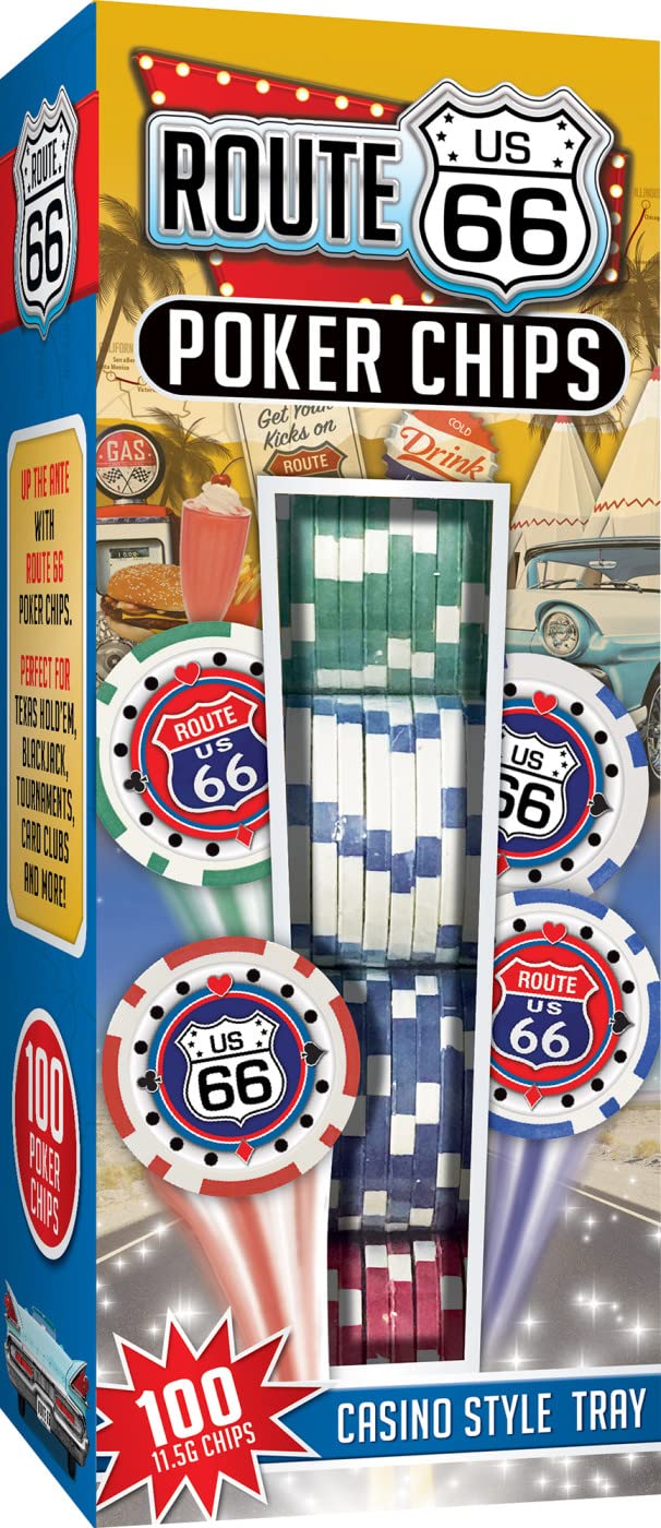 MasterPieces Casino - Route 66-100 Piece Poker Chip Set with Tray