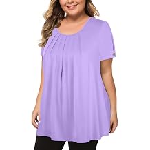MANER Womens Plus Size Tops Short Sleeve Flowy Shirts Casual Blouses Tunic Tops L-4XL