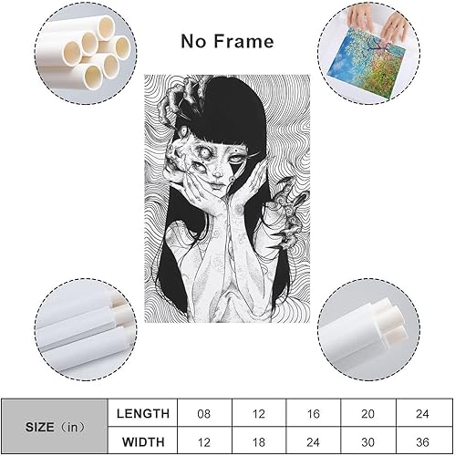 Miniatura 2 de SEJAS Póster de manga de terror de Tomie Junji Ito impreso en lienzo de anime, pósteres, impresiones artísticas de pared para sala de estar, baño,