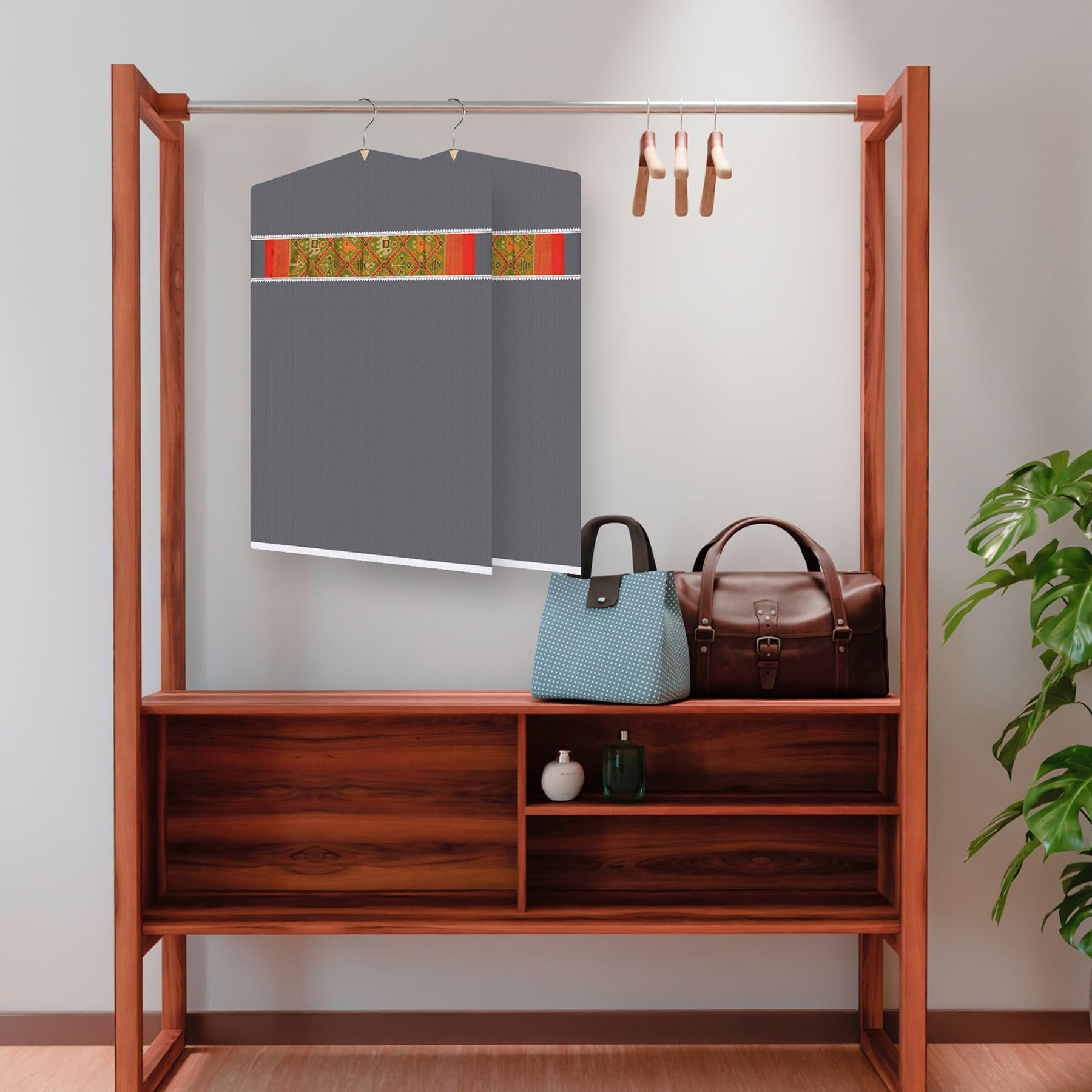 Kuber Industries Sari-Abdeckung zum Aufhängen, Vliesstoff, einfarbig, zum Aufhängen, Sari-Tasche, Aufbewahrung, Organizer, klein, transparent, zum Aufhängen, 24 Stück, Grau