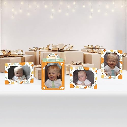Miniatura 7 de Big Dot of Happiness Little Pumpkin - Fiesta de cumpleaños de otoño o baby shower, 4 x 6 pulgadas, marcos de fotos de papel, juego de 12