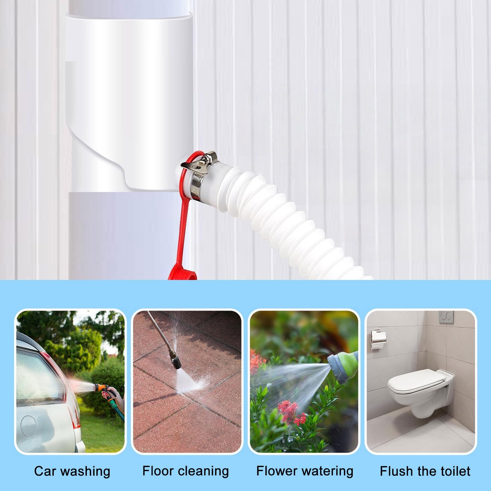 Recolector de Agua de Lluvia para Bajantes de 100mm, Desviador con Tubo Telescópico y Tapón de Cierre, Sistema de Recogida de Agua para Riego de Jardín, Anticongelante
