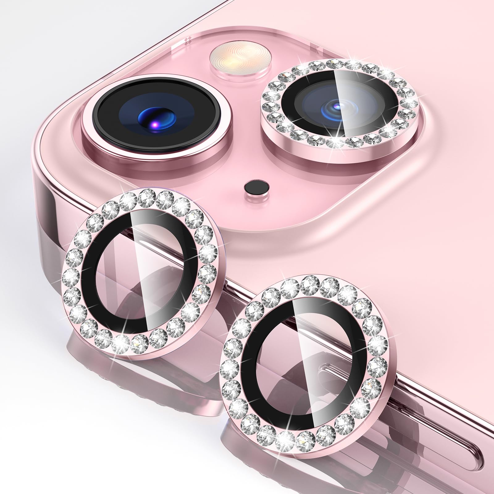 Tensea for iPhone 15 / iPhone 15 Plus Camera Lens Protector, 9H Tempered Glass Camera Cover Screen Protector, HD Clear, Metal Individual Ring for iPhone 15 6.1 inch/15 Plus 6.7 inch