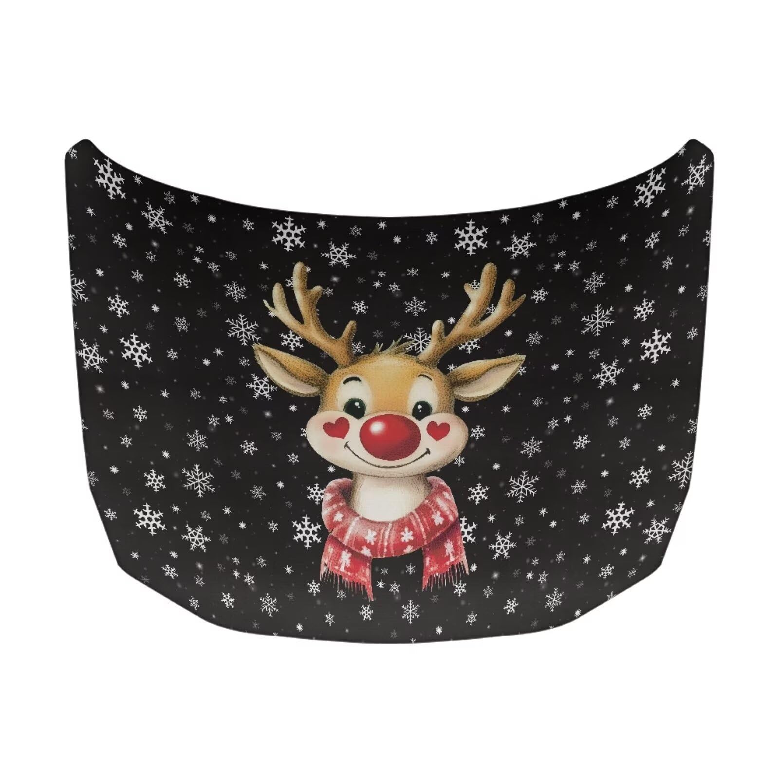 Tomeusey Christmas Deer Snowflakes Car Hood Cover Waterproof Protector with Elastic HemUV Resistant Snow Dust Shield for Sedan — view 5