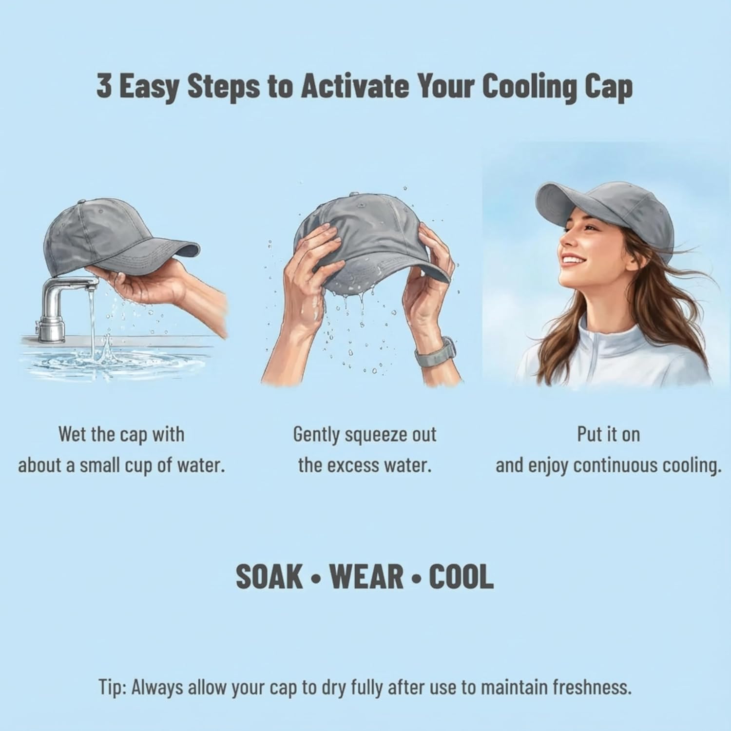 HYDROCOOL Cooling Hat Unisex,Evaporative Cooling Cap with UPF 50+ Sun Protection,Lightweight Sun Hat for Outdoor Sports,Work - Image 7