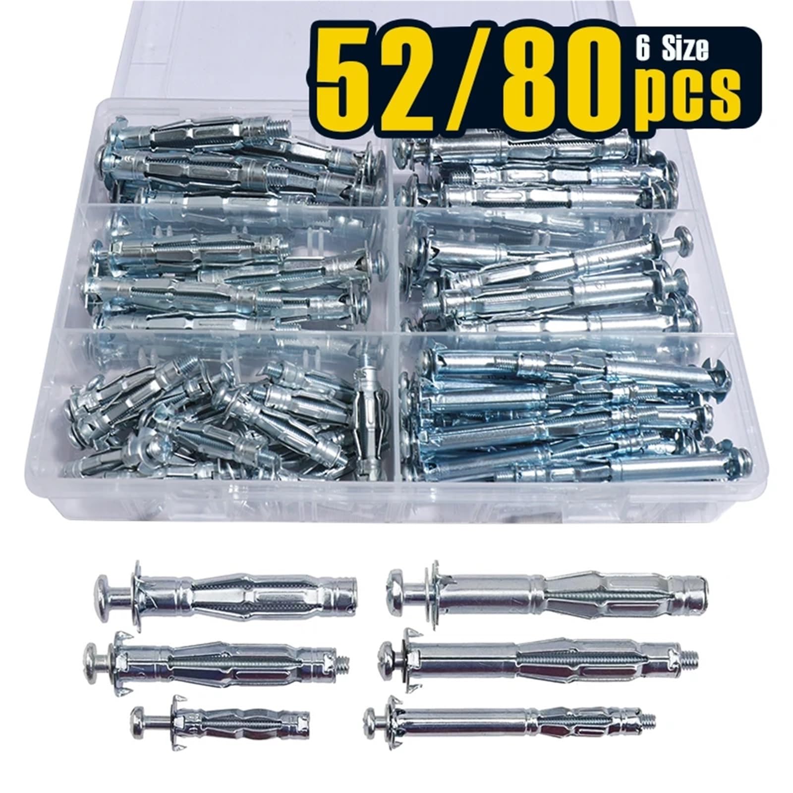 Tacos de expansión Kit surtido de pernos, anclajes for paredes huecas, perfectos for fijar paneles yeso, placas y a o techos (kit surtido)(Assortment B(80pcs))