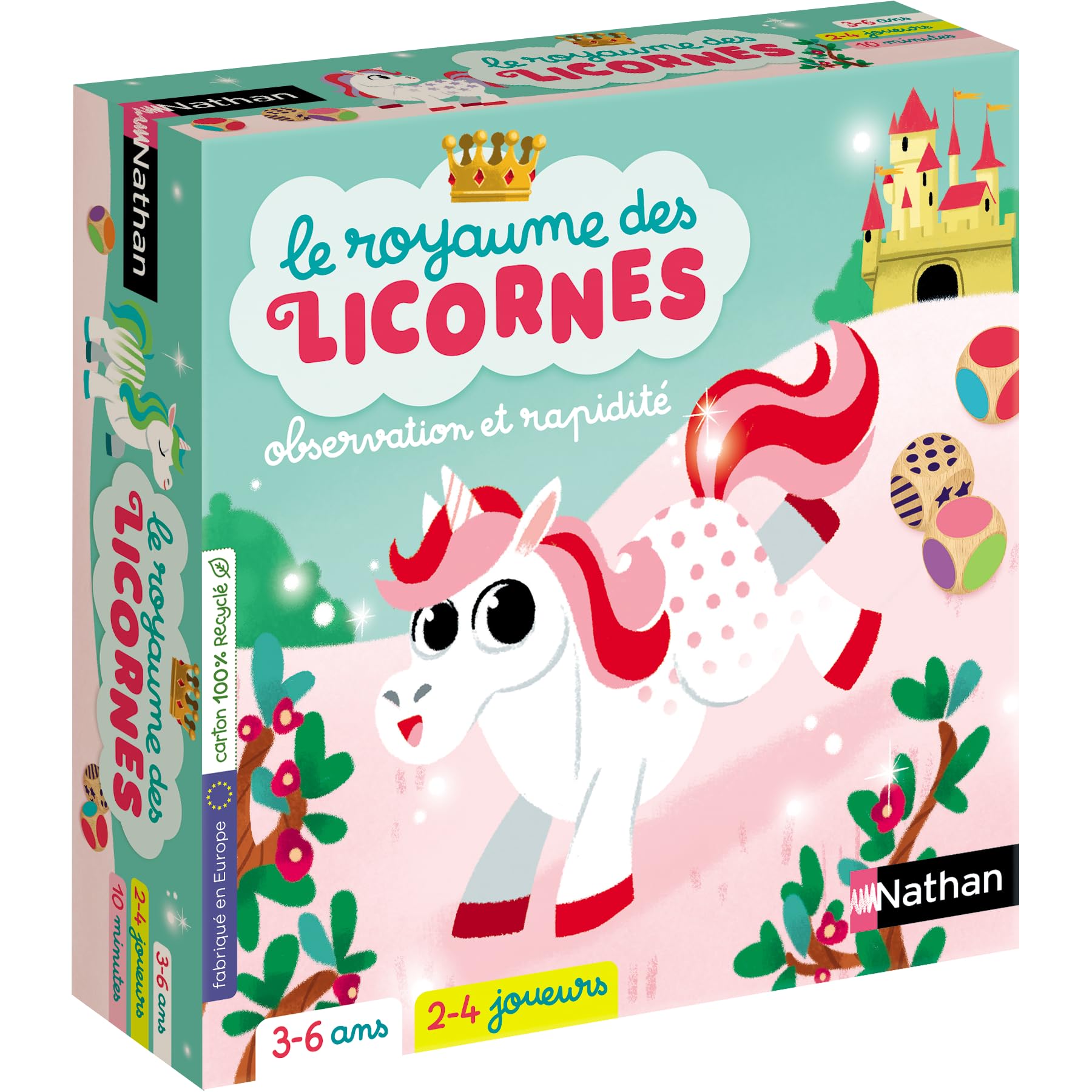 Nathan - Le Royaume des Licornes - Jeux de société Famille et Enfants - Sois Le Plus Rapide à retrouver la Licorne - De 3 à 6 Ans - 2 à 4 Joueurs