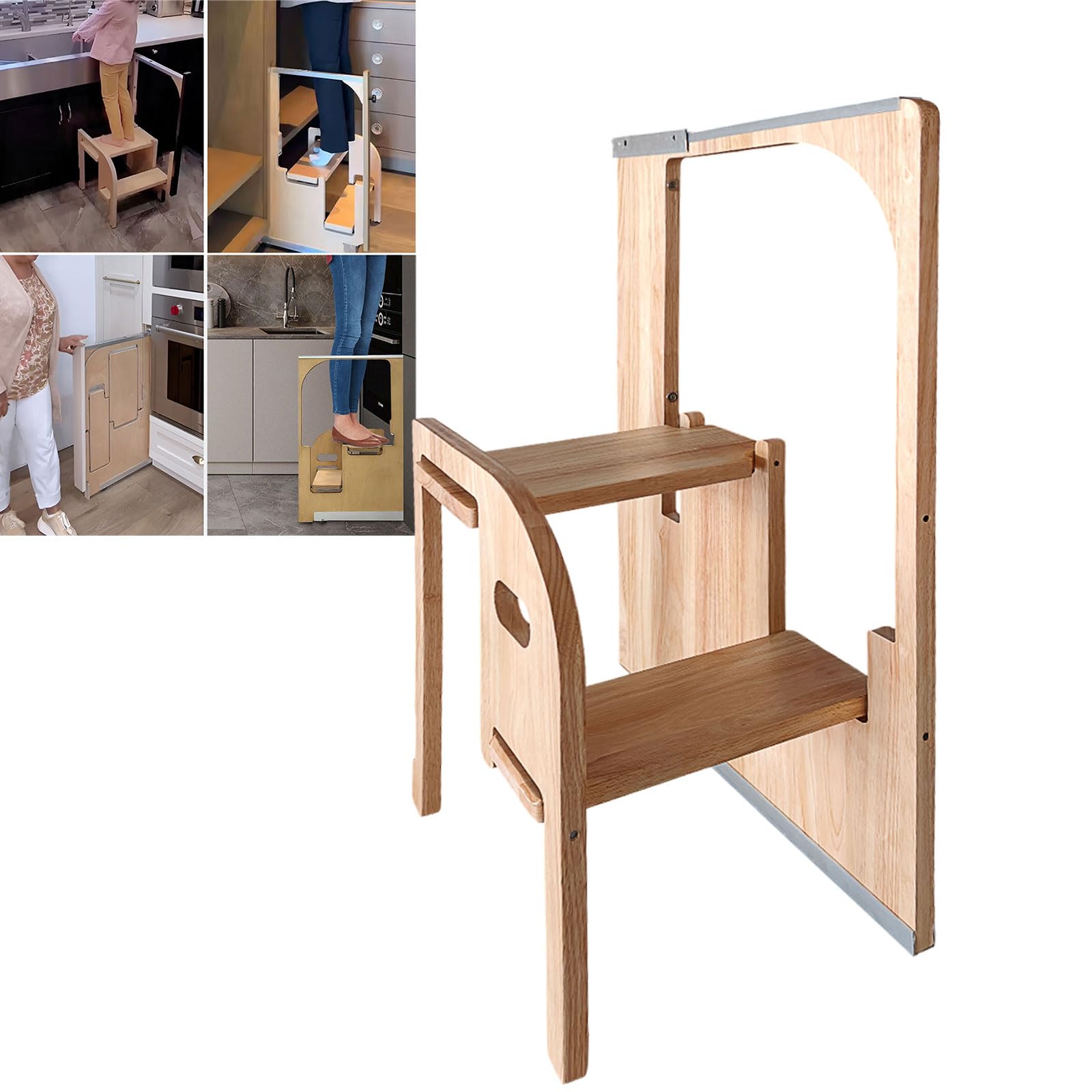 Échelle de cuisine pliable gain de place pour attraper le haut des placards