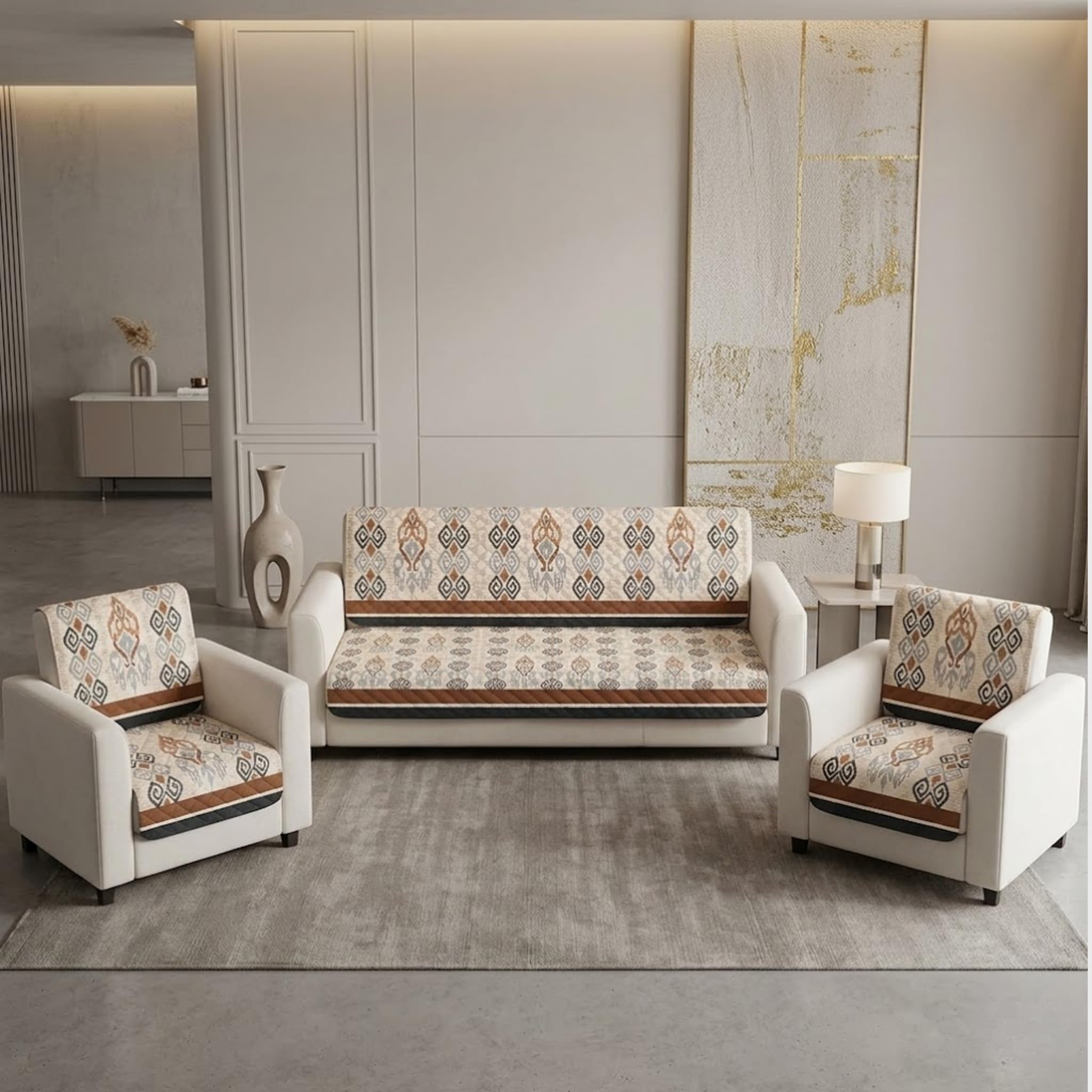 Velvet Quilted Sofa Cover Set - 5 Seater Protection -5 Velvet Quilted Sofa Cover Set - 5 Seater Protection -5