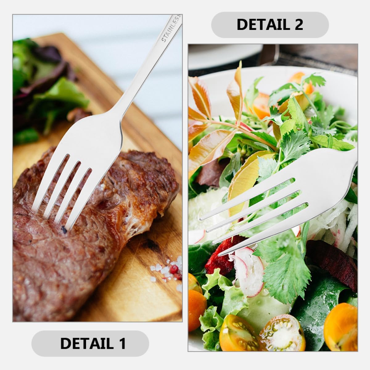 6pcs Stainless Steel Steak Forks Set Silver Metal Kitchen Dinner Forks for Home and Restaurant Barbecue Flatware