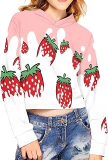 Long Sleeve Girls Crop Tops Hoodies Loose Crop Tops Sweatshirt for Kids Girls, Casual Pullover for Girls 5-14