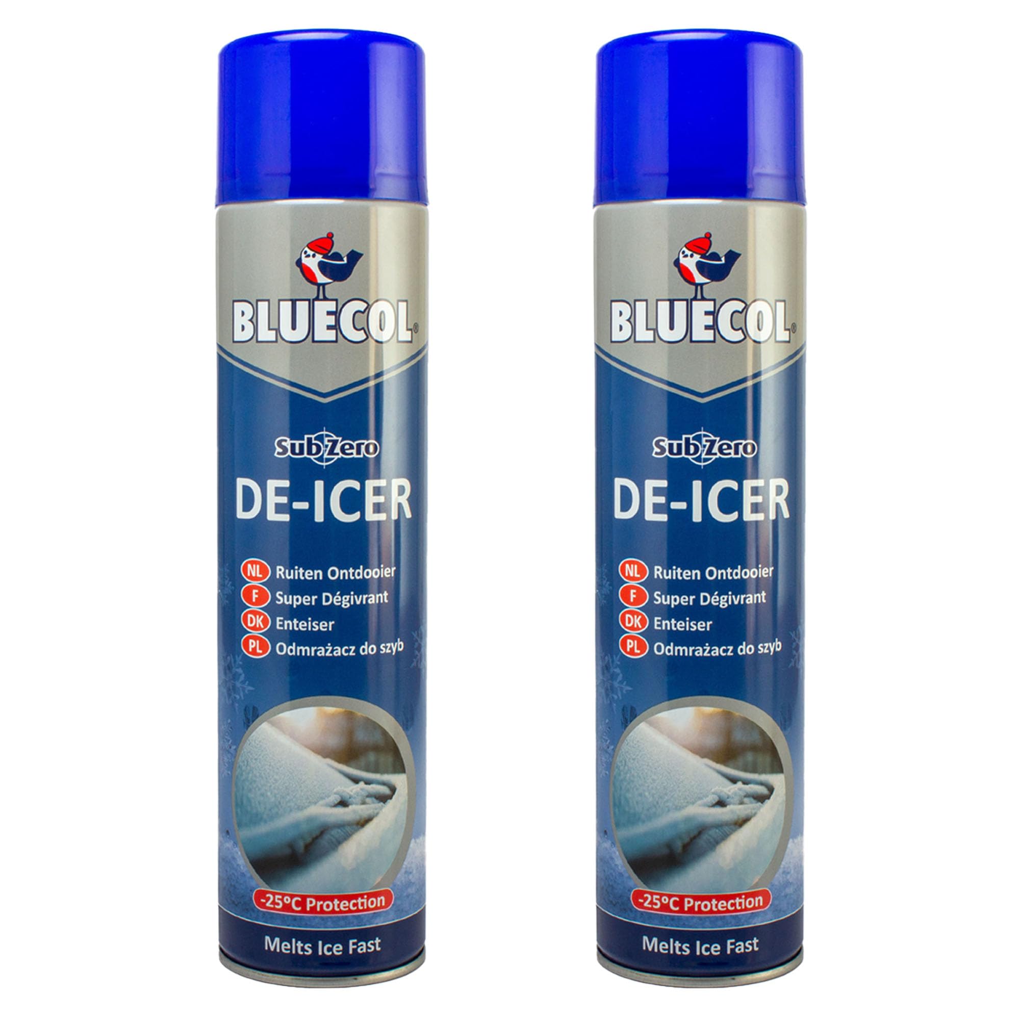 Bluecol BLD600 Sub Zero De-Icer Aerosol Fast Ice Melt 600ml x 2