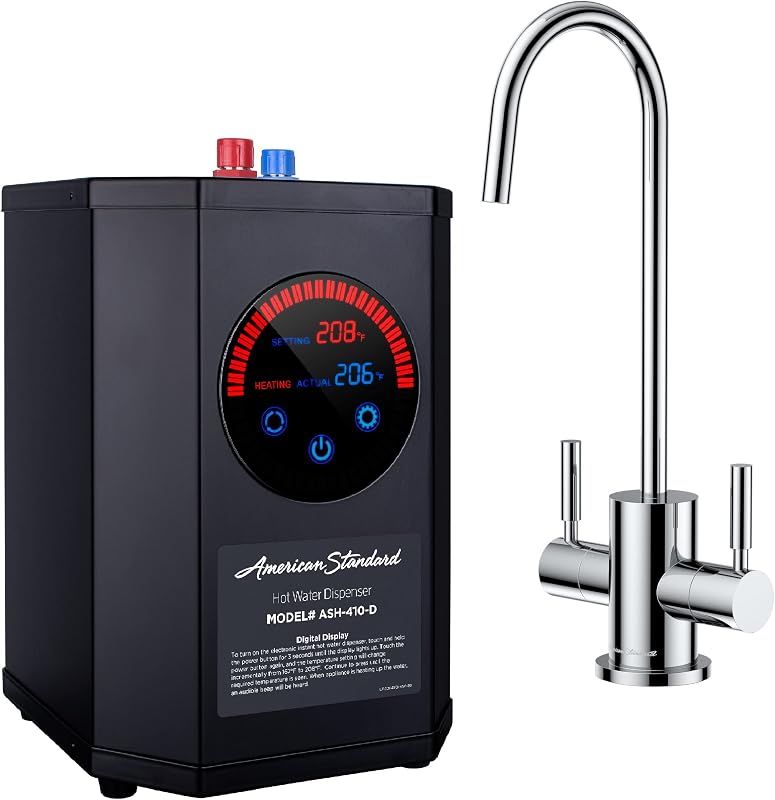 American Standard ASH-410 Digital Hot Water Dispenser, Includes Polished Chrome Dual Handle Faucet 1500 Watts, 110v