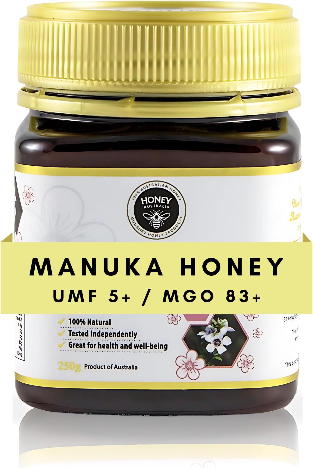 Honey Australia Raw Manuka Honey UMF 5+ / MGO 83+ | 8.8 oz / 250g | Certified Australian Manuka, Independently Tested, Non-GMO, Glyphosate Free | for Cooking, Baking, Tea & Everyday Sweetener