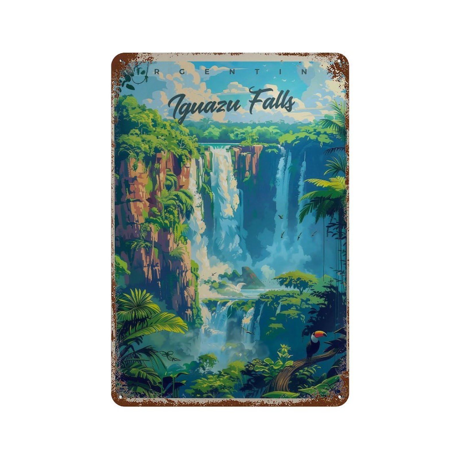 xiaoxiaoshen Iguazu Falls Travel Argentina Waterfall (2) Wall Decor Art Metal Tin Poster Modern Home Decor Art Home Bar Shop Decorations Vintage Sign 30x20cm