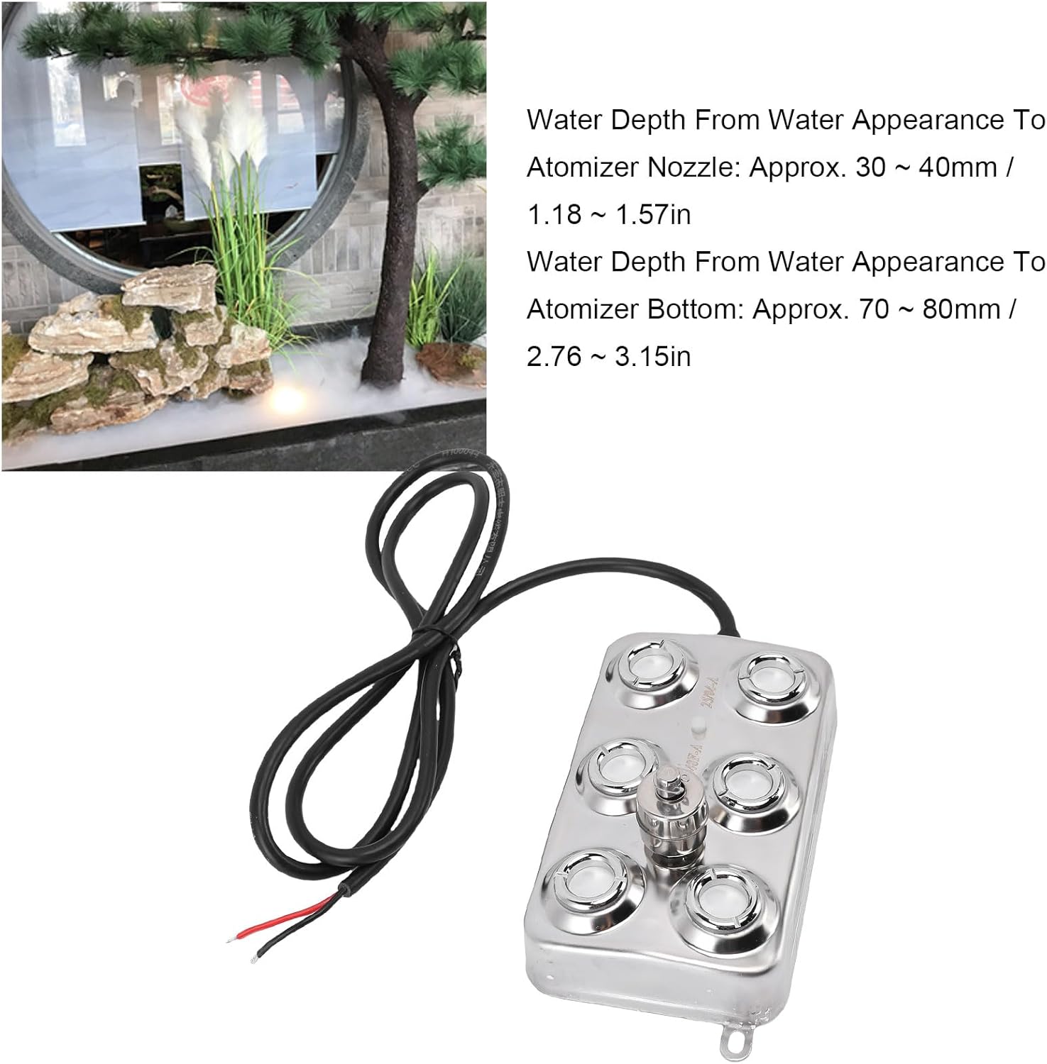 Hyuduo 6 Head Ultrasonic Mist Maker 6 Nozzle Fog Machine 6 Disc Fogger 250W Dense Fog for Pond Garden Greenhouse with IP67 304 Stainless Steel 5m Cable