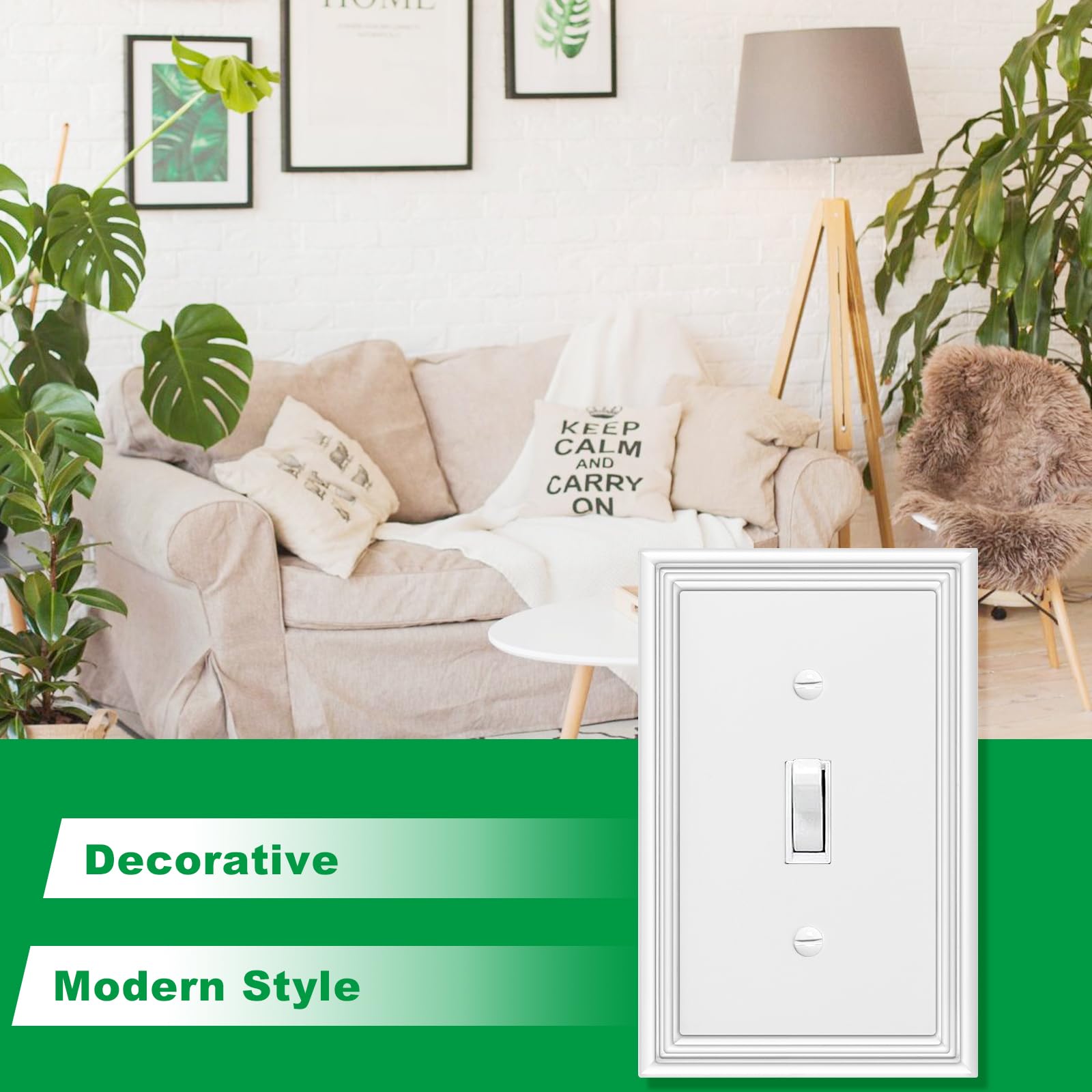 Bamboo Wall Plates - 4 Pack White -4