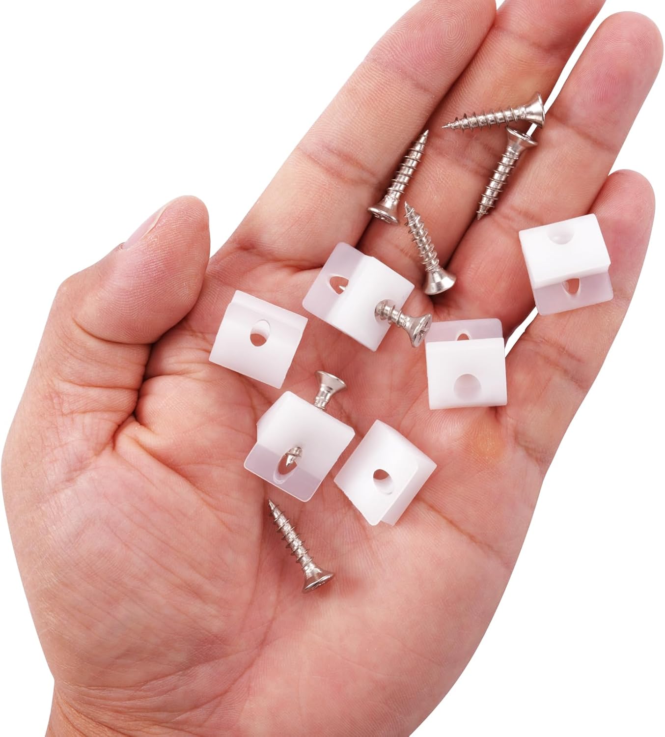 Canomo 50 Packs Fixing Mending Wedges 90 Degree Drawer Plastic Angle Code Bracket for Furniture Chest Drawer Bottom Repair with Screws,17.5x16x9.5mm