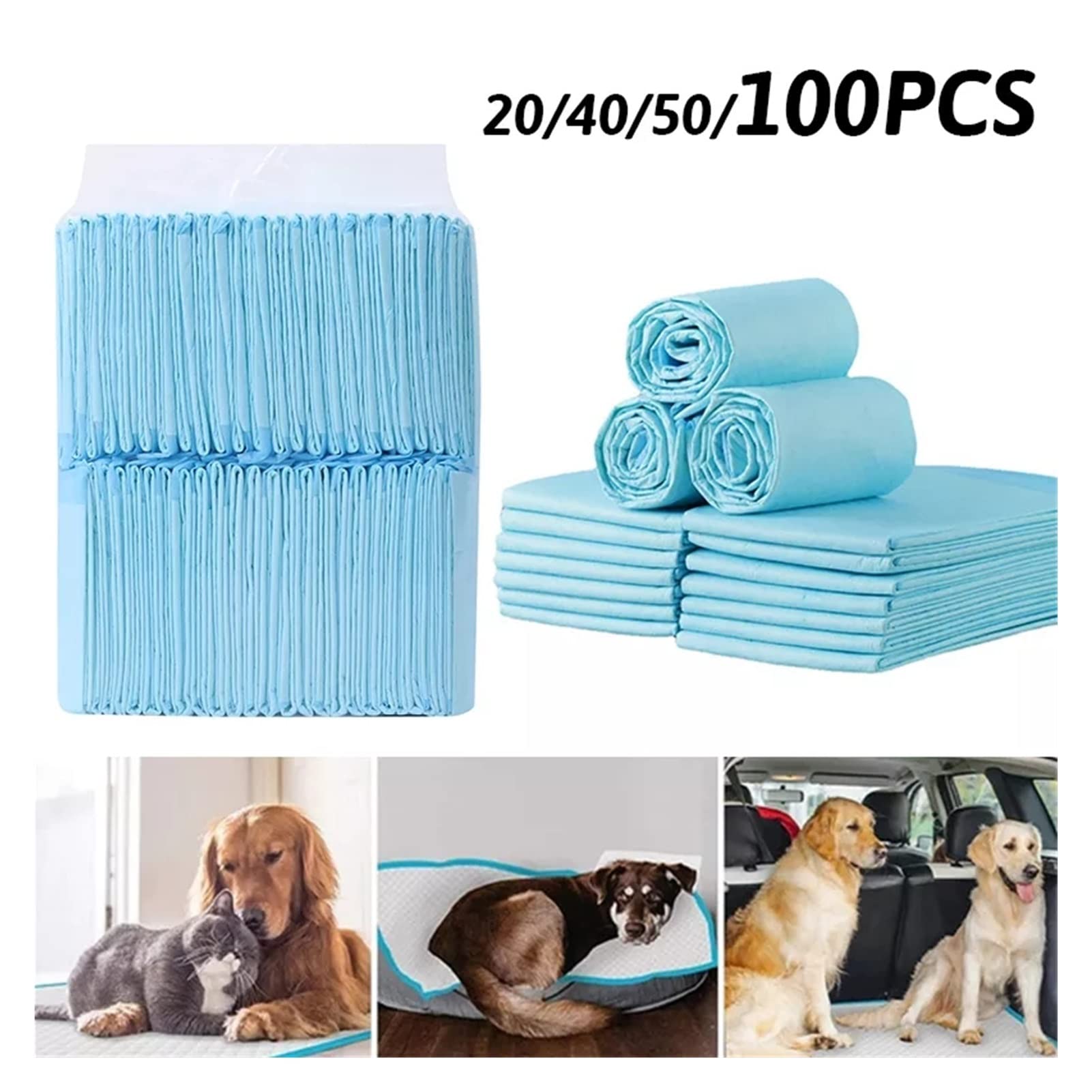 ZZSRJ 20/020/50/100 Piezas Pájaro Mascota Almohadilla desechable Absorbente Perro Pañal de Perro Entrenamiento de Perros Pañal Almohadilla de pañal (tamaño : 50pcs 60X45cm)