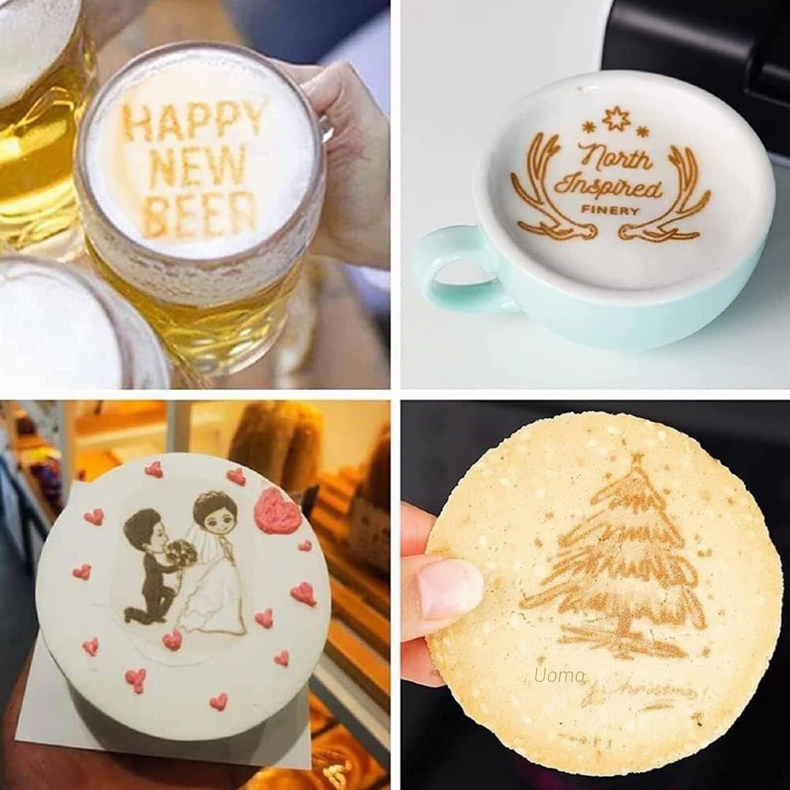 Stampante 3D per Latte Art,Wifi,Stampa Fotografica,Display Touch Screen,Stampante per Caffè Latte Art Qualità Alimentare,Getto D'inchiostro Digitale,Design Fai Da Te Biscotti Macaron White-EBPro