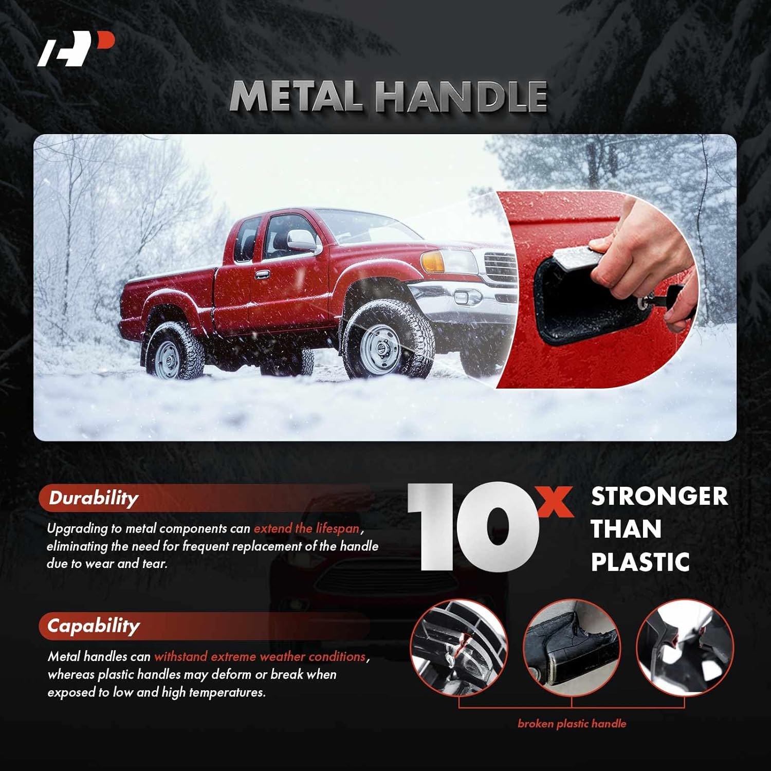 A-Premium Front or Rear Right Passenger Side Upgraded Metal Exterior Door Handle Compatible with Ford F-150 F150 2004-2014 & Lincoln Mark LT 2006-2008, Primed Black, Replace# 9L3Z1626604-CAPTM