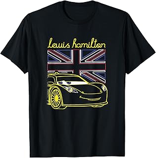 Disney Pixar Cars 2 Lewis Hamilton UK Flag Neon Portrait T-Shirt