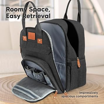 KeaBabies Diaper Bag Backpack - Large Baby Diaper Bag with Changing Pad, Baby Boy, Girl, Travel Backpack for Mom and Dad, Waterproof, Multi Function Durable (Charcoal)