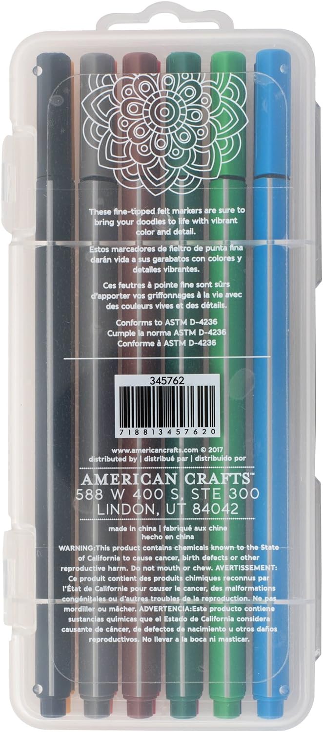 Crate Paper 12 Piece Felt Tip Pens Here & There Embellishments, Basics