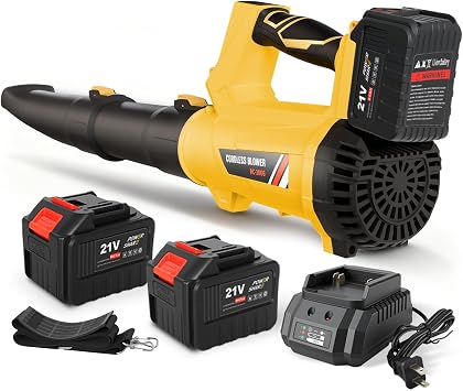 Electric Leaf Blower Cordless, Battery Powered Leaf Blower with 2 x 6.0Ah Batteries and Charger, ...
