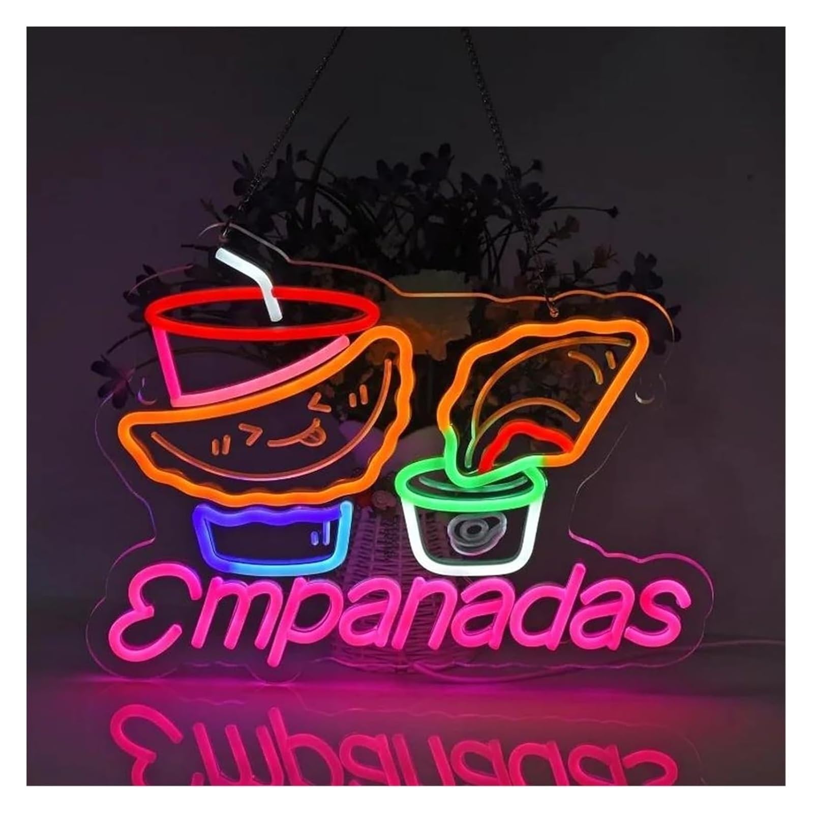 letrero de luces de neón Letreros luminosos de neón para decorar empanadas – Decoración colgante pared para restaurantes mexicanos