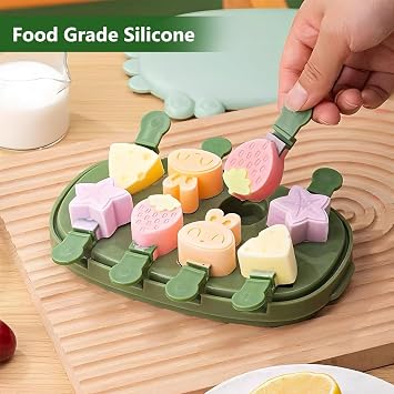 Mini Silicone Popsicles Molds, Cute Shapes Crocodile Small Popsicle Molds, Homemade Frozen Ice Pop Mold Bpa Free, Reusable Pop Mold Set with Lid and Stick(8 pieces)