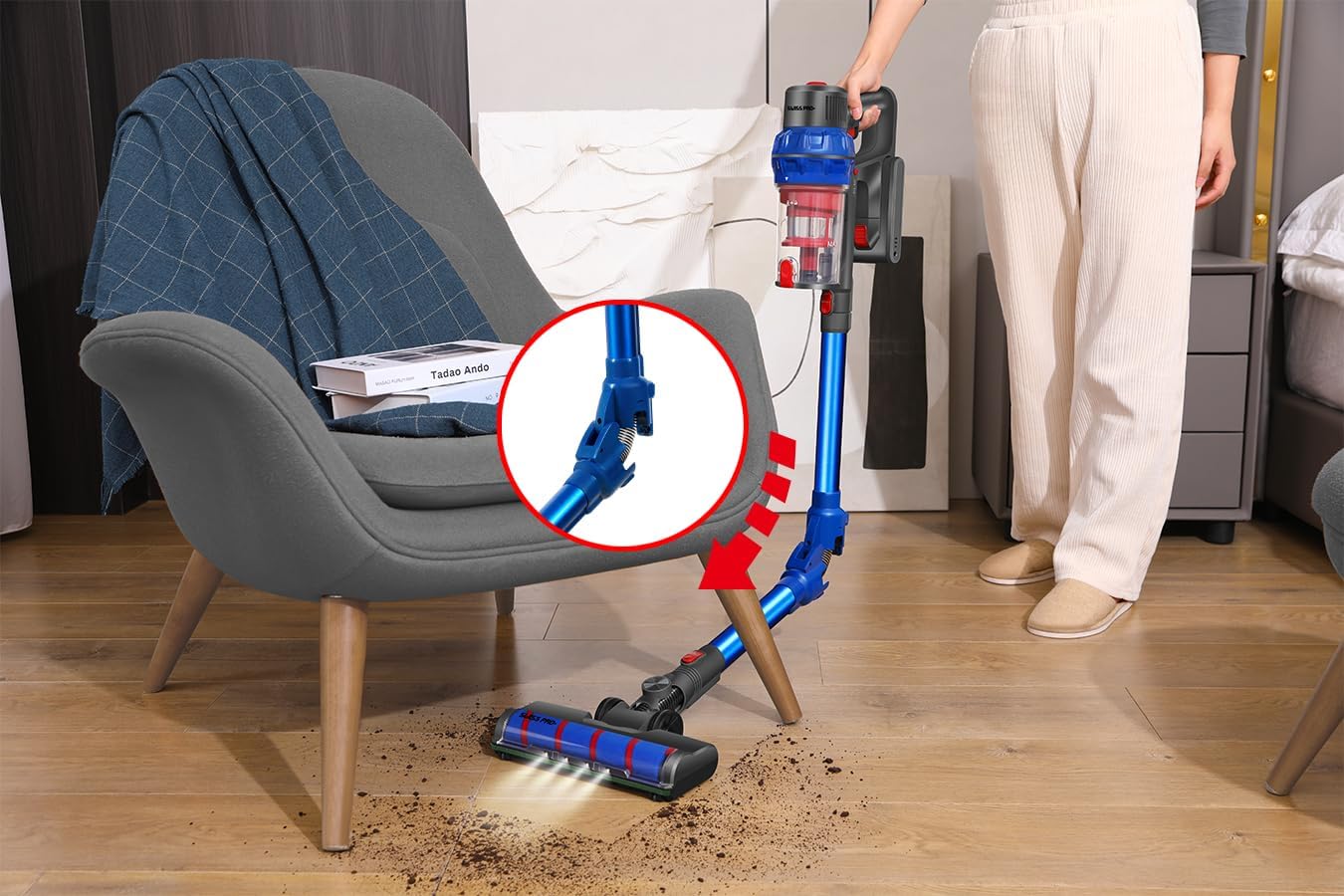 Swiss Pro+ Cordless Vacuum Cleaner with flexible tube for low-reach cleaning