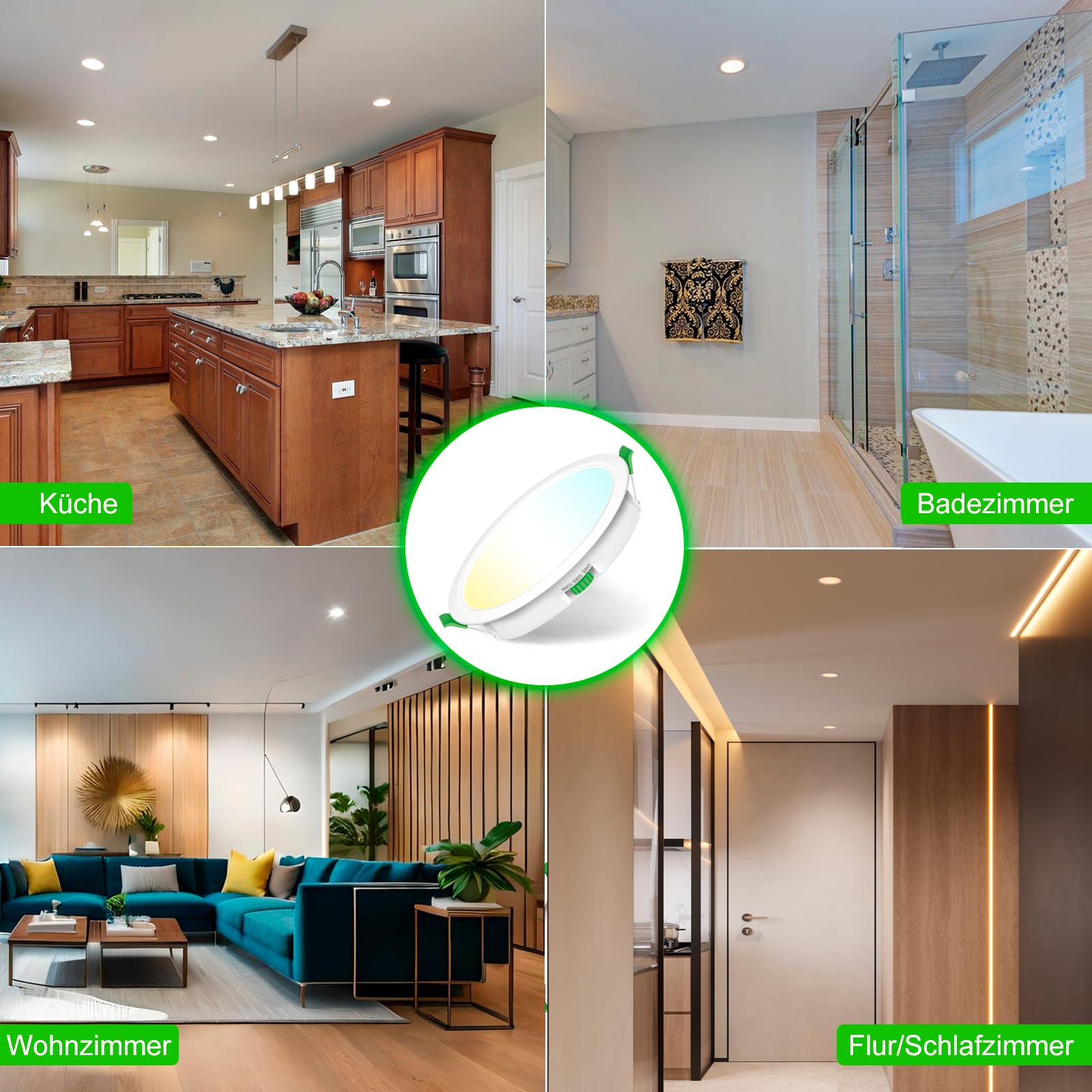 Faretti Led da Incasso per Cartongesso 230V, 10W Foro Φ 95-105mm, IP44, Dimmerabile, Faretti LED Soffitto, Bianco Caldo 3000K Bianco Neutro 4000K Bianco Freddo 6500K, Set di 12