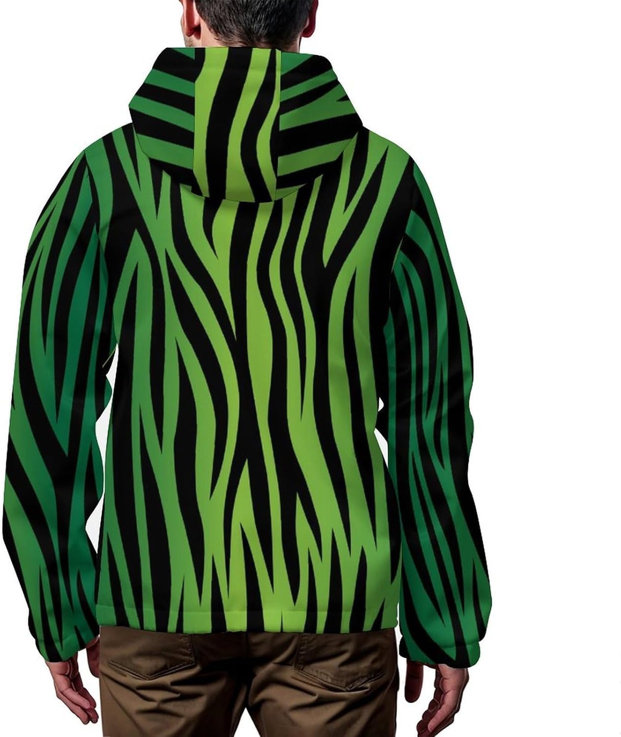 Gold Black Zebra Print Men's Windbreaker Jacket Lightweight Hooded Windbreaker Coat with Pockets