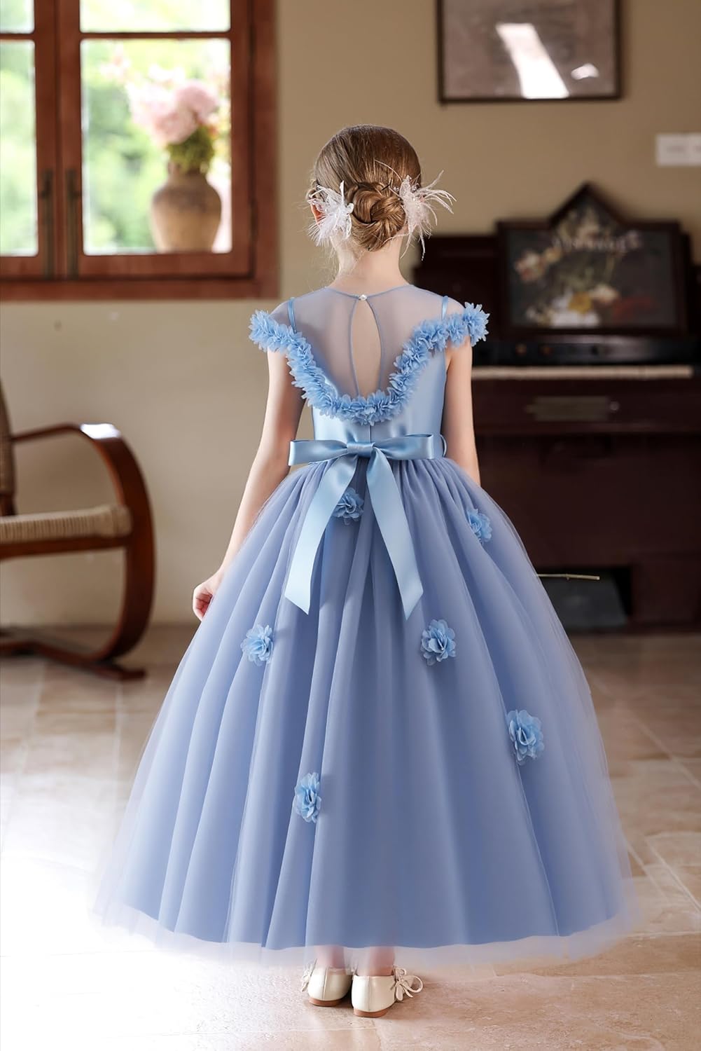Flower Girls Formal Tulle Dress Princess Pageant Birthday Party Wedding Bridesmaid Ball Gown Long Dance Dresses - Image 5