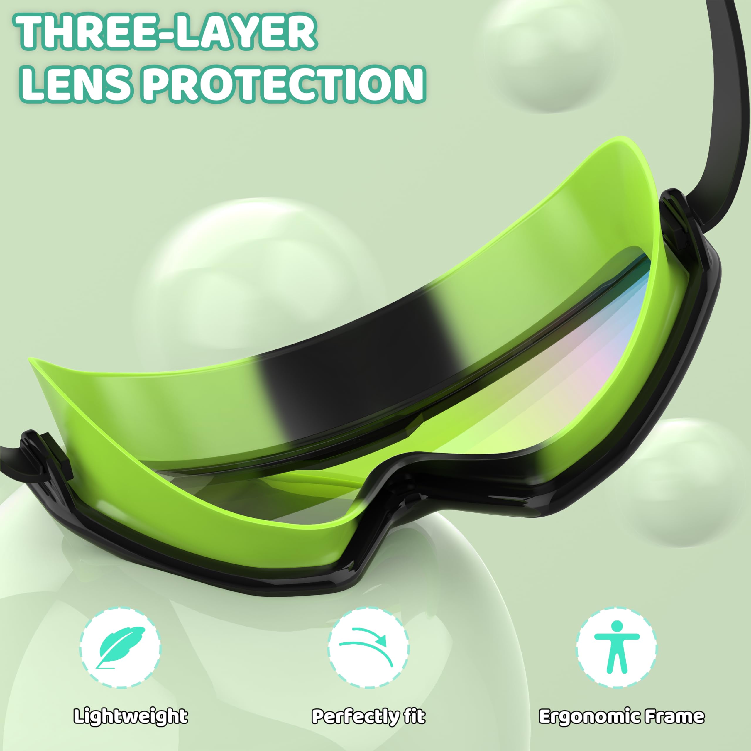 Lunettes de Natation Enfant Anti-Buée UV Vision Large Réglage 1 Bouton 3-12 Ans