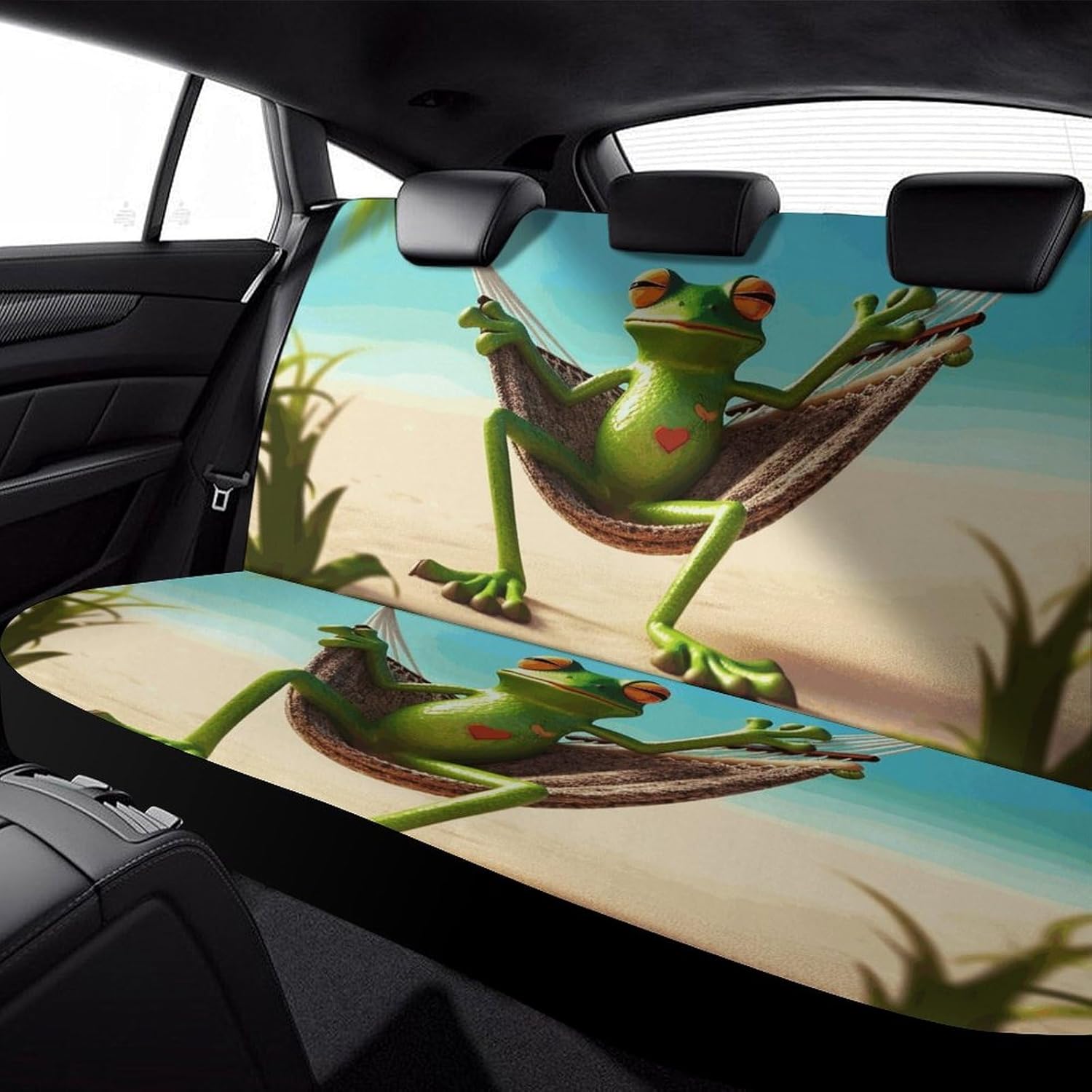 Delerain Car Rear Seat Covers, Frog Car Backseat Protector Universal Back Seats Vehicle Enterior Protector Suitable Fits SUV Sedan Trucks