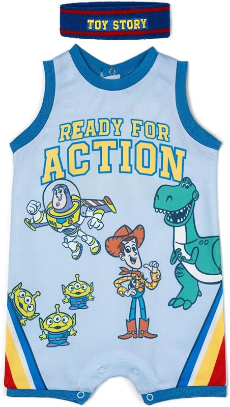 Toy Story Conjunto de mameluco y banda para el sudor de baloncesto para bebés recién nacidos y bebés