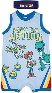 Disney Toy Story Baby Boys' Basketball Romper and Sweatband Set Newborn to Infant