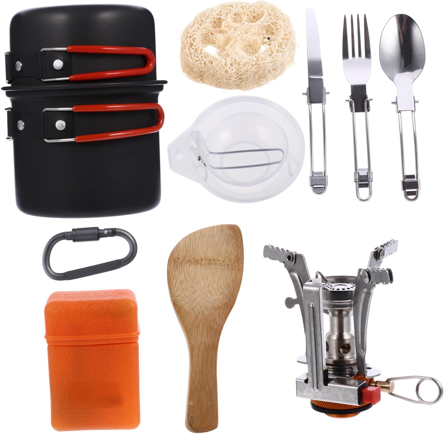 1set Portable Camping Cookware Kit Ultra-Light Tableware for Outdoor Picnics and Hiking Compact Kit for People Includes Handle and Wear-Resistant