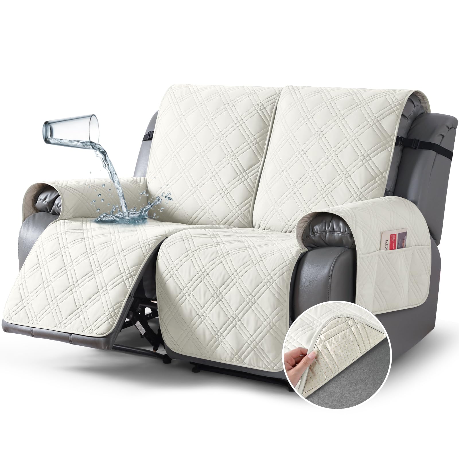 TAOCOCO Waterproof Loveseat Recliner Covers Non Slip for Reclining 2 Seater