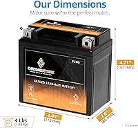 Vista 2 de Batería de motocicleta YTX5L-BS de alto rendimiento, libre de mantenimiento, sellada con AGM