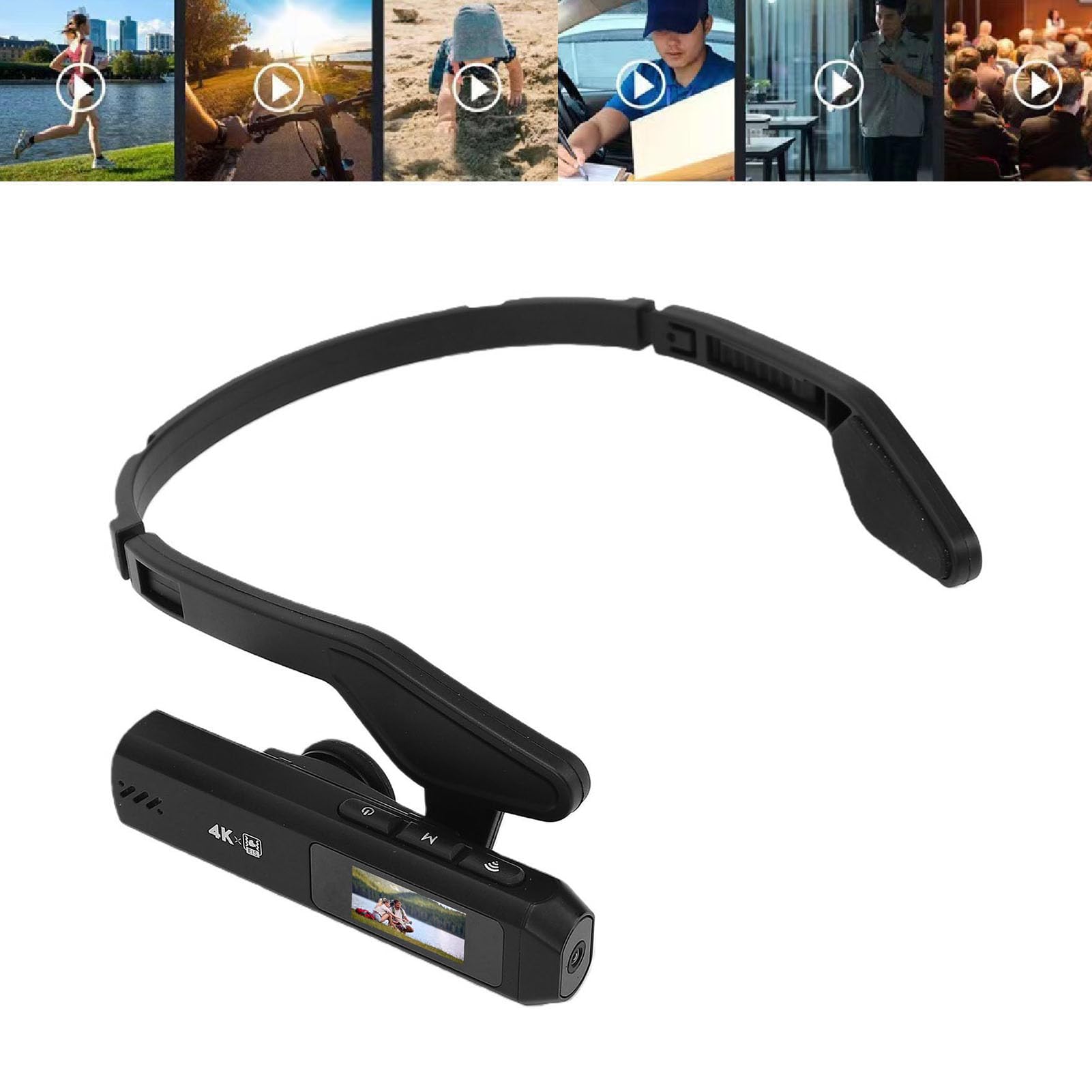 XUMIUZIY Videocamera Montata Sulla Testa, Videocamera 4K Grandangolo | Schermo da 0,96", Controllo APP WiFi, EIS 6.0, Video HD 60FPS Hands-free